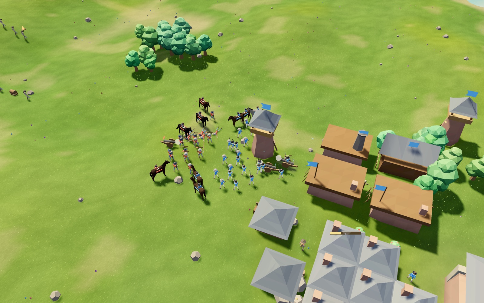 A late Imperial-age match: two armies fighting at the gates of a packed colony